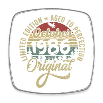 oktober 1986 Jahrestag oktober 1986 oktober - Viereckiger Kühlschrankmagnet - Weiß - Vorne