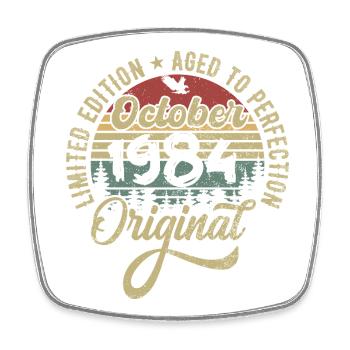 oktober 1984 Jahrestag oktober 1984 oktober - Viereckiger Kühlschrankmagnet - Weiß - Vorne