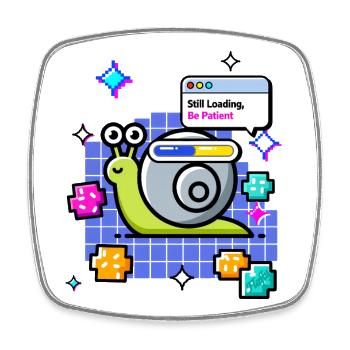 🐌 Still Loading – Meditierende Schnecke auf der Wi-Fi-Route - Viereckiger Kühlschrankmagnet - Weiß - Vorne