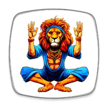 Lion Yoga - Square fridge magnet - white - Front