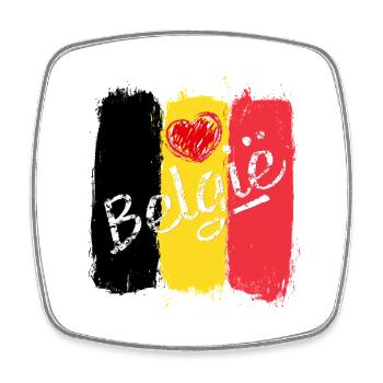 Belgische Flagge mit Herz – Grunge Design - Viereckiger Kühlschrankmagnet - Weiß - Vorne