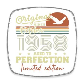 1958 October 1958 Birthday October 1958 - Square fridge magnet - white - Front