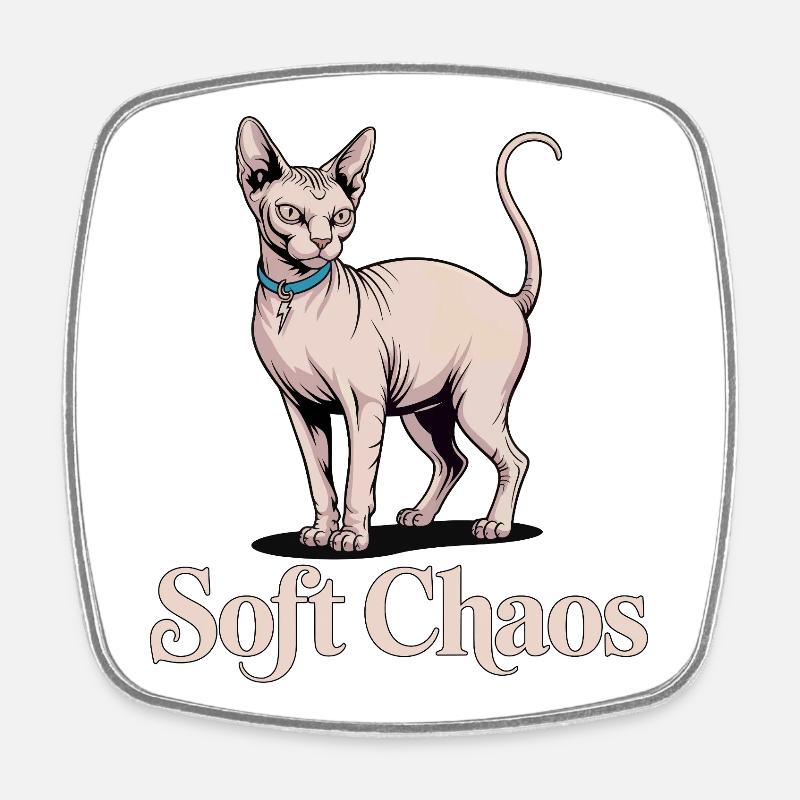Soft Chaos Sphynx Katze - Viereckiger Kühlschrankmagnet - Weiß