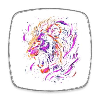 Lion Coloré Tête de Lion Néon Coloré Prédateur Art - Magnet carré - blanc - Devant