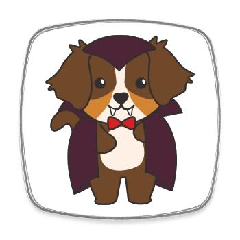 Australian Shepherd Happy Halloween Cute Vampire - Square fridge magnet - white - Front