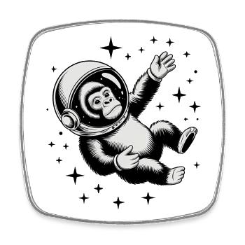Ape in Space - Cool Astonomy Logo - Square fridge magnet - white - Front