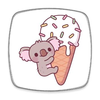 Funny Koala Clinging To Icecream Cone - Square fridge magnet - white - Front