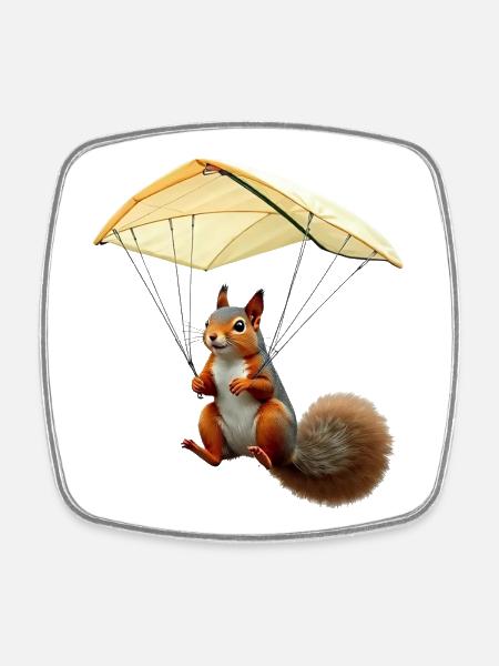 Flying Squirrel - Square fridge magnet - white