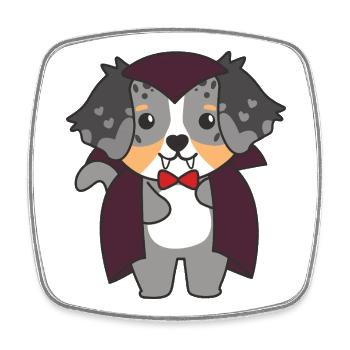 Australian Shepherd Happy Halloween Cute Vampire - Square fridge magnet - white - Front