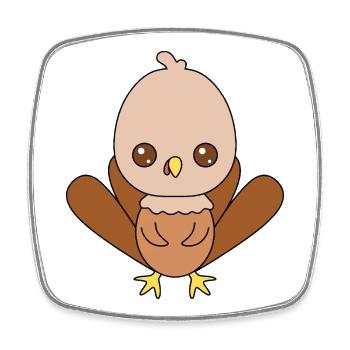 Cute Turkey Character Design - Square fridge magnet - white - Front