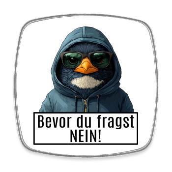 Grauer Pinguin mit Sonnenbrille und Hoodie - Viereckiger Kühlschrankmagnet - Weiß - Vorne