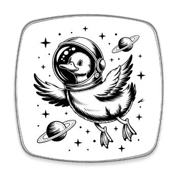 Gans im Weltraum - Cooles Astronomie-Logo - Viereckiger Kühlschrankmagnet - Weiß - Vorne