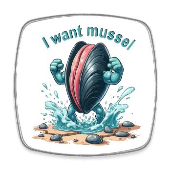 Ich möchte Muscheln - Viereckiger Kühlschrankmagnet - Weiß - Vorne