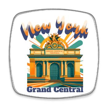 NEW YORK CITY - GRAND CENTRAL STATION Retro Shirt - Viereckiger Kühlschrankmagnet - Weiß - Vorne