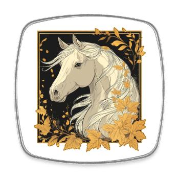 Horse Autumn - Square fridge magnet - white - Front