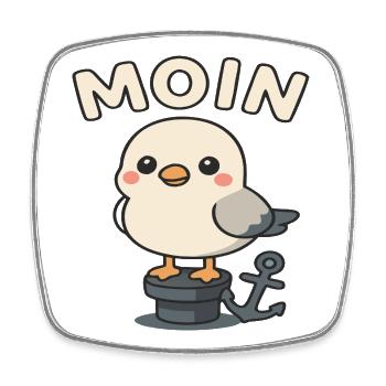 Moin - Design de mouette - Magnet carré - blanc - Devant