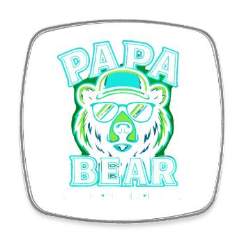 Papa Bear Trendy Sunglasses Hoodie Design - Viereckiger Kühlschrankmagnet - Weiß - Vorne