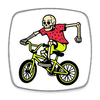 Neon BMX-Skelett im Trick – Retro Vibes - Viereckiger Kühlschrankmagnet - Weiß - Vorne