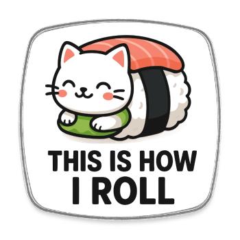 Illustration de sushi de chat - Magnet carré - blanc - Devant