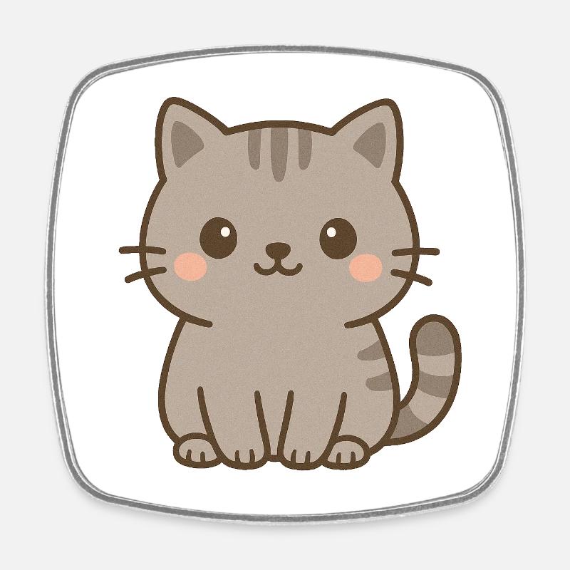 Mignon chaton gris - Magnet carré - blanc