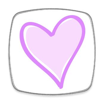 Cœur violet avec contour noir - Magnet carré - blanc - Devant