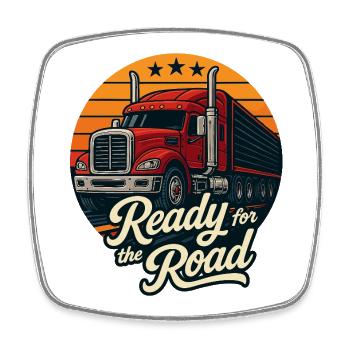 Prêt pour la route – Motif rétro pour les camionneurs - Magnet carré - blanc - Devant