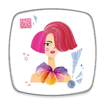 Girl Portrait - Square fridge magnet - white - Front