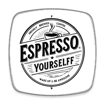 Espresso Yourself – Vintage Kaffee Abzeichen, schwarz - Viereckiger Kühlschrankmagnet - Weiß - Vorne