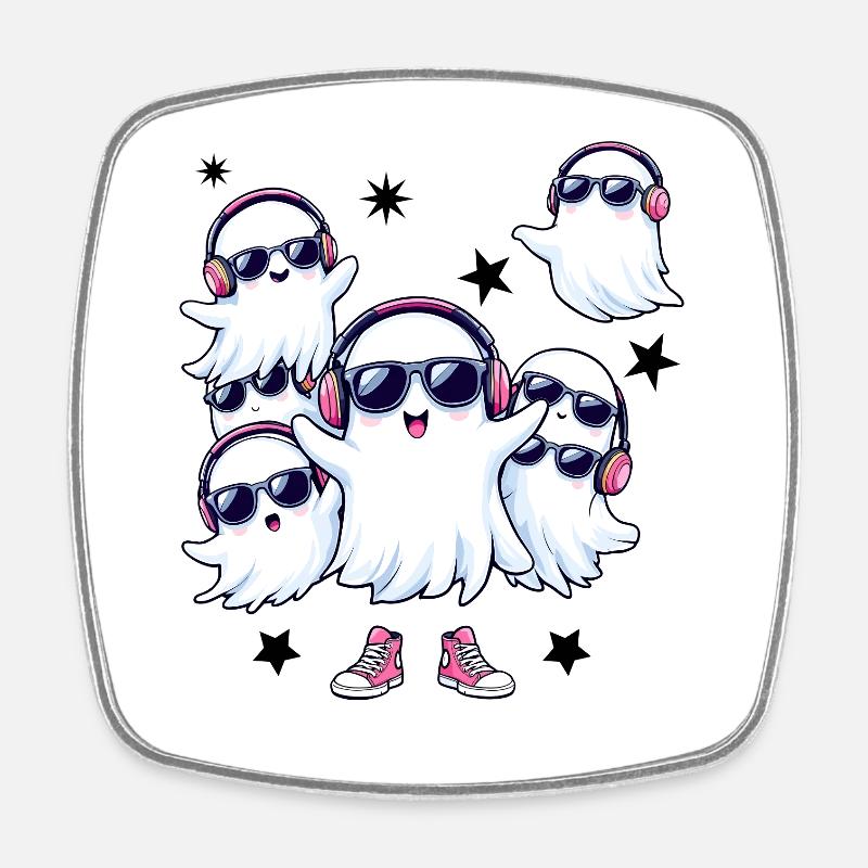Halloween Ghosts Party Funny Music Cool - Square fridge magnet - white
