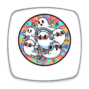 Halloween Party Geister Lustig Bunt Musik - Viereckiger Kühlschrankmagnet - Weiß - Vorne