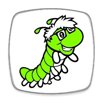 Nerd Caterpillar Intelligent Geek Worm Horn-rimmed Glasses Smart - Square fridge magnet - white - Front