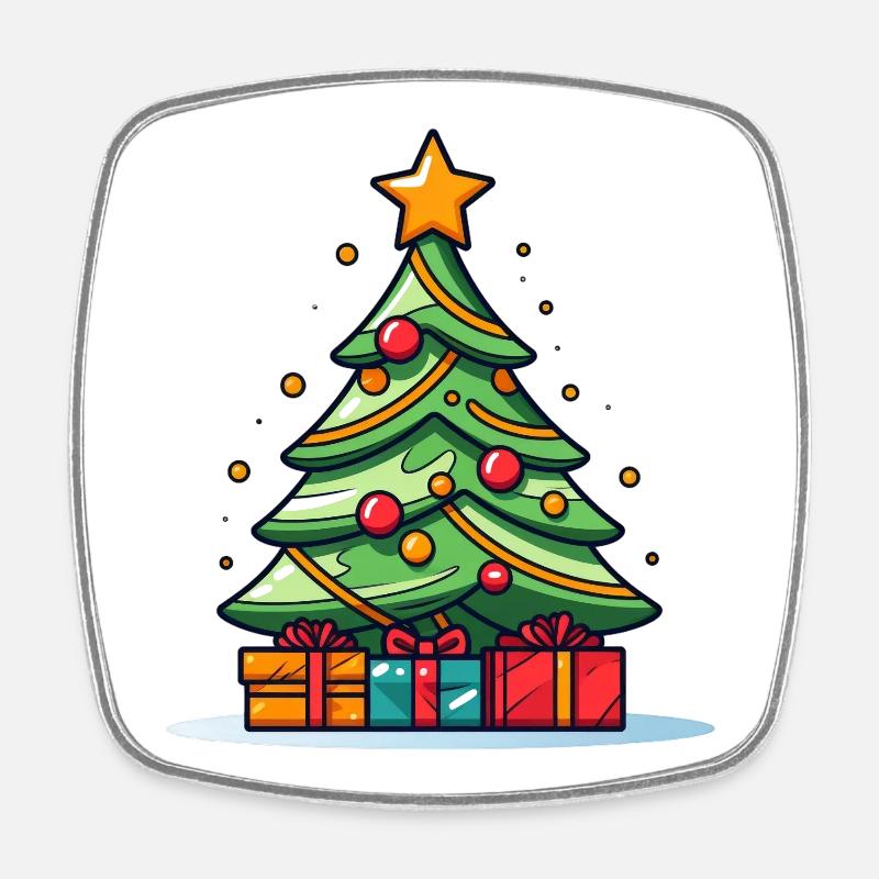 Vibrant Christmas Tree with Gift Splendor - Square fridge magnet - white