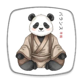  Anime Panda – Japanischer Zen Stil - Viereckiger Kühlschrankmagnet - Weiß - Vorne