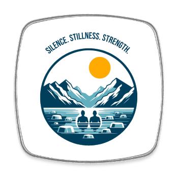 Eisbaden im Bergsee in den Alpen Wintersport Logo - Viereckiger Kühlschrankmagnet - Weiß - Vorne