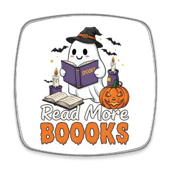 Ghost - Read More Boooks - Halloween - Viereckiger Kühlschrankmagnet - Weiß - Vorne