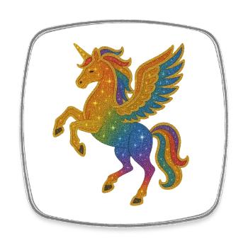 Glitzernde Regenbogen-Pegasus-Illustration - Viereckiger Kühlschrankmagnet - Weiß - Vorne