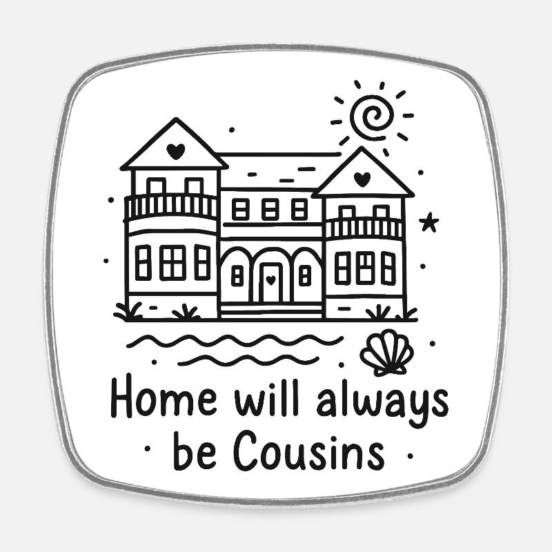 Cousins Beach – Home will always be Cousins - Square fridge magnet - white