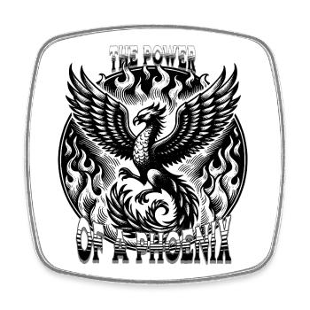 Fiery phoenix with fire - Square fridge magnet - white - Front