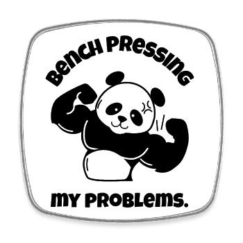 Bench Pressing My Problems - Square fridge magnet - white - Front