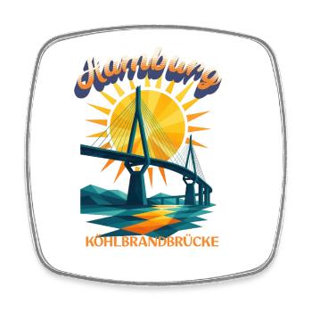 Chemise Hamburg Köhlbrand Bridge – Design rétro - Magnet carré - blanc - Devant
