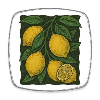 Lemon Botanical Illustration - Square fridge magnet - white - Front