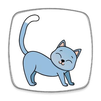 Happy Cat Playful Illustration - Square fridge magnet - white - Front