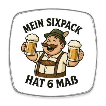Sixpack 6 Maß Shirt - Viereckiger Kühlschrankmagnet - Weiß - Vorne
