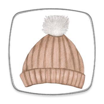 Mütze Kappe Winter Beanie Strickmütze Bommelmütze - Viereckiger Kühlschrankmagnet - Weiß - Vorne