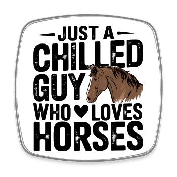 Citation sur l'amour des chevaux - Magnet carré - blanc - Devant