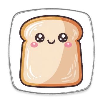 Entzückender Kawaii-Toast - Viereckiger Kühlschrankmagnet - Weiß - Vorne