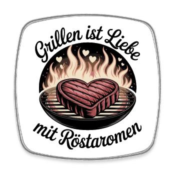 Heartfelt Steakgrill Design - Square fridge magnet - white - Front