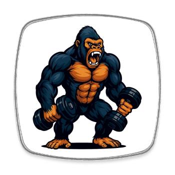Gorilla Bodybuilding Fitness Power - Magnet carré - blanc - Devant