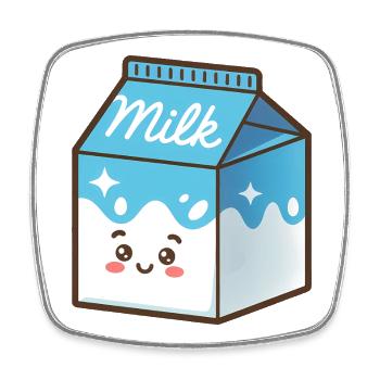 Carton de lait Kawaii - Magnet carré - blanc - Devant