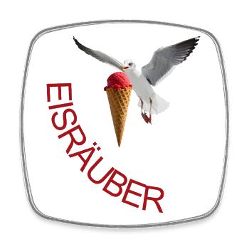 Möwe mit Eiscreme Eisräuber - Viereckiger Kühlschrankmagnet - Weiß - Vorne